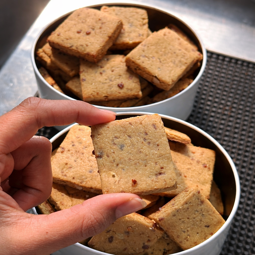 Walnut Oat Jaggery Biscuits